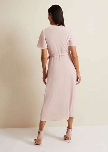 Phase Eight Julissa Frill Wrap Dress Rose Canada | LWEXUH-639